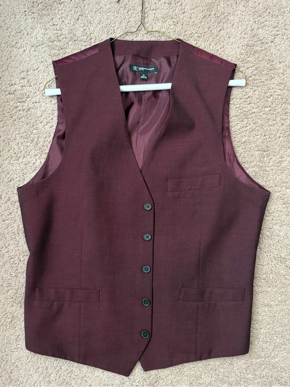 Inc International Concepts Vest Burgundy Red Men's Size M Slim Fit